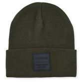 Vintage Havana Olive Green Beanie for Women & Men | Thick Cuffed Knitted Winter Hat Beanies Unisex Skull Caps| Vintage Logo Patch